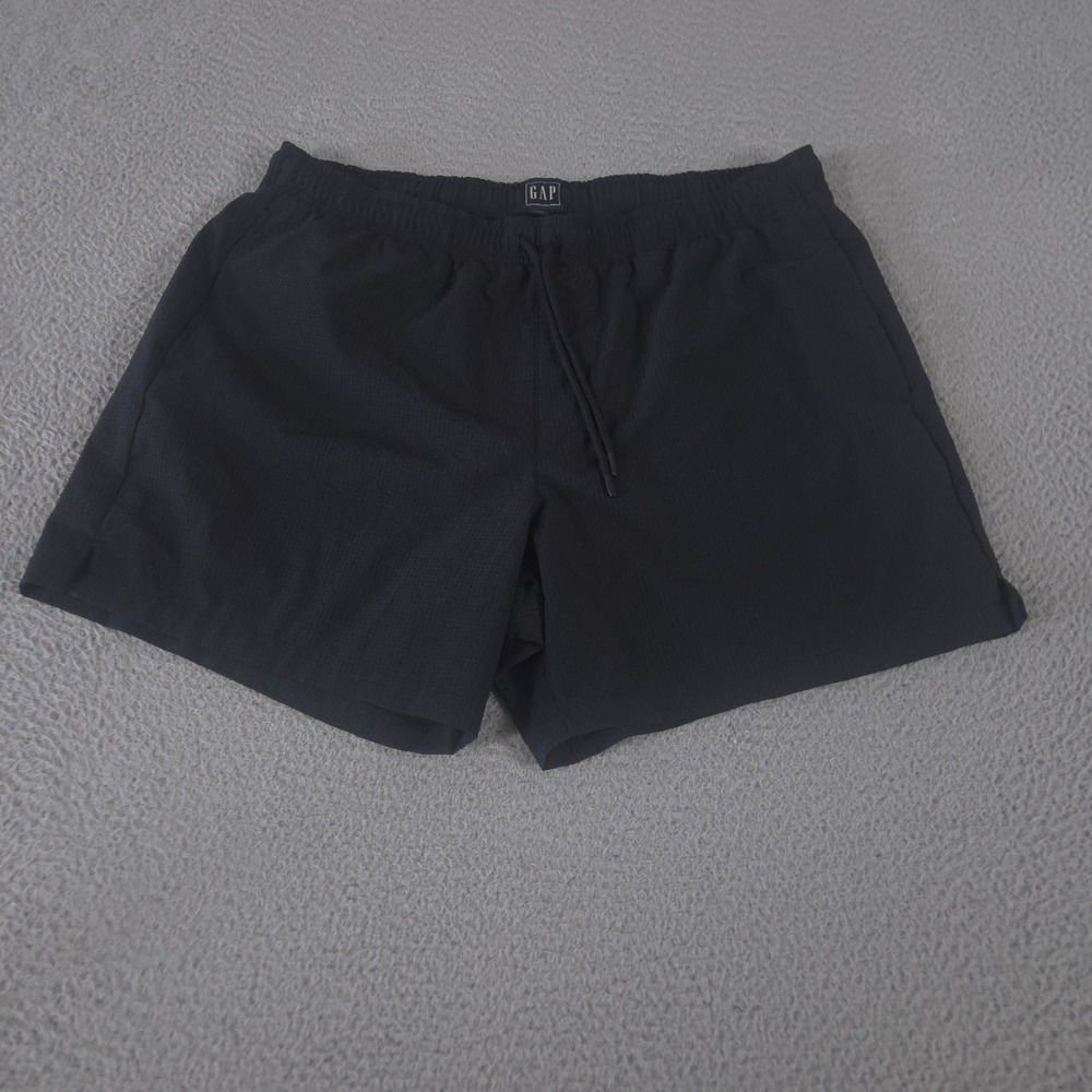 GAP Shorts Mens XL Black 6" Inseam Mesh Liner Swim Trunks Drawstring Solid Beach